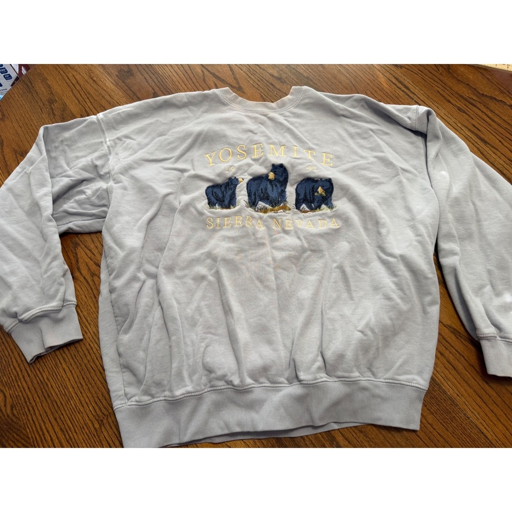 John Galt Brandy Melville Yosemite Sierra Nevada Bear Sweatshirt Light Blue OS